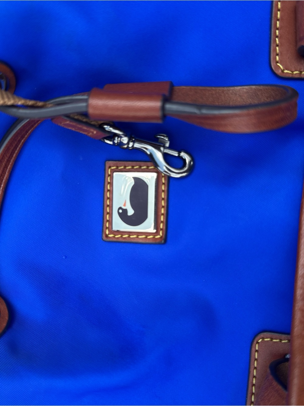 Dooney & Bourke Royal Blue Nylon Shoulder Bag with Brown Trim - Picture 2 of 5